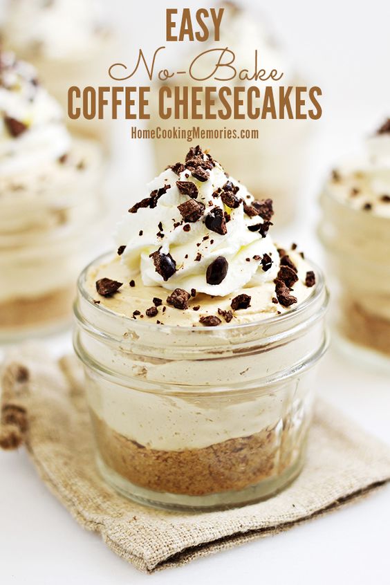 Easy No-Bake Coffee Cheesecakes
