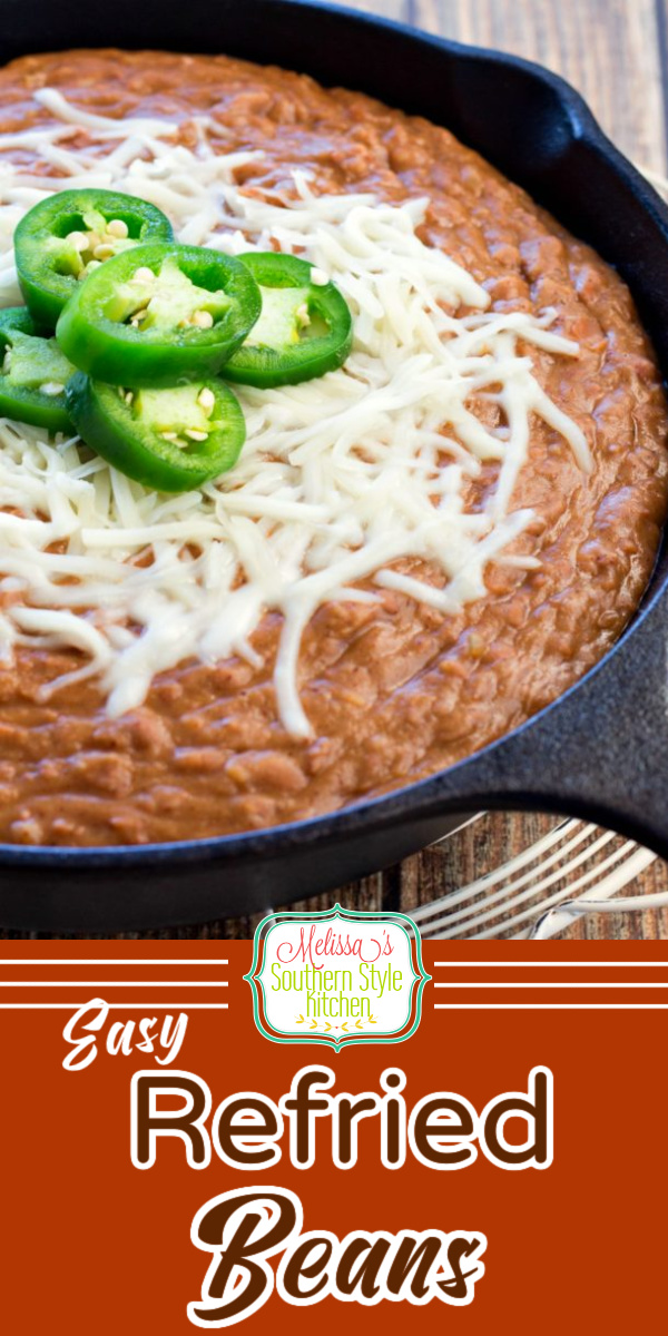 These Easy Refried Beans are packed with flavor #refriedbeans #beans #sidedishideas #dinnerideas #pintobeans #fiestasides #southernfood #southernrecipes