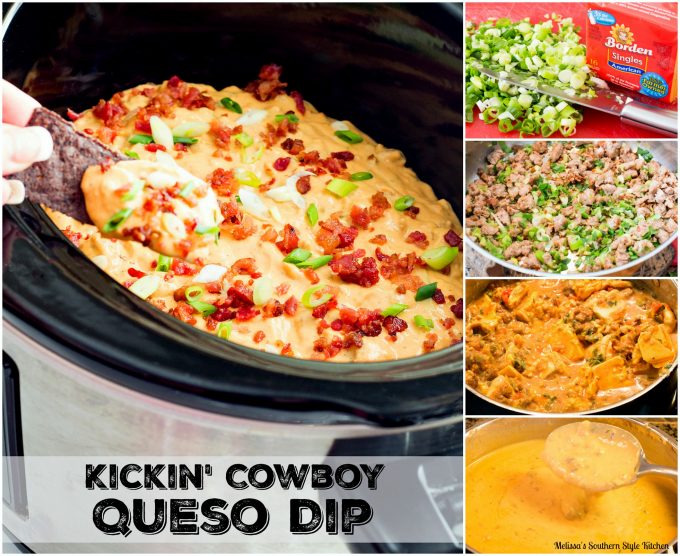 Step-by-step images and ingredients to make Kickin' Cowboy Queso Dip 