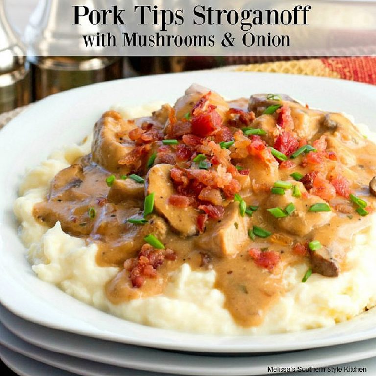 Pork Tips Stroganoff with Mushrooms and Onion