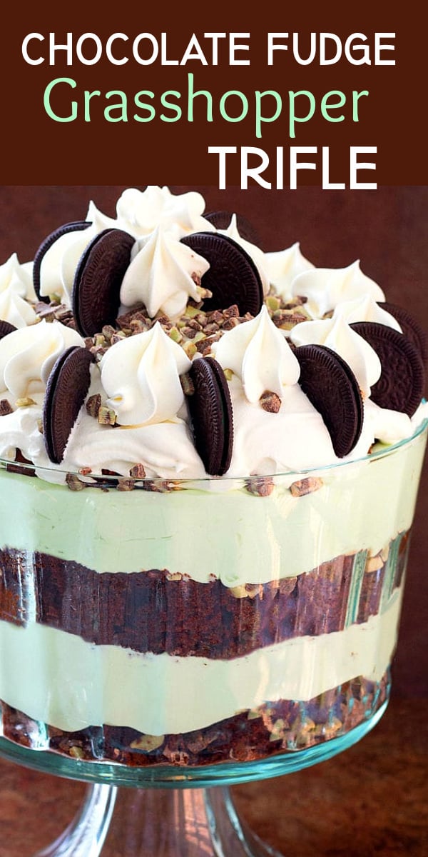 This stunning Chocolate Fudge Grasshopper Trifle is guaranteed to be the star of your holiday desserts menu #chocolatetrifle #grasshoppertrifle #chocolatemint #mint #triflerecipes #christmasdesserts #mintchocolate #dessertfood #stpatricksdesserts #dessert #holidayrecipes #southernfood #southernrecipes via @melissasssk