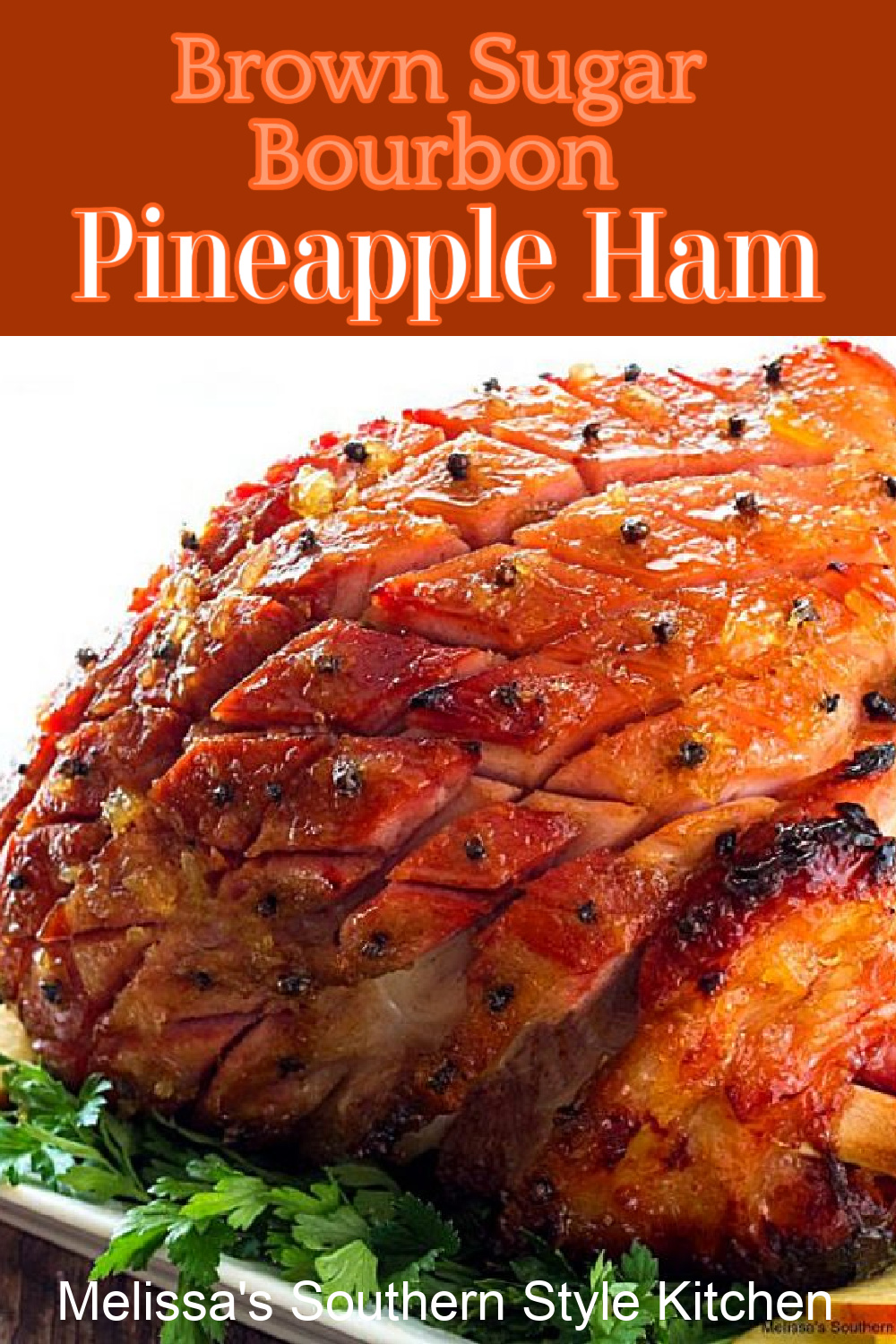 Brown Sugar Bourbon Pineapple Glazed Ham is the perfect centerpiece for your holiday table #brownsugarham #hamrecipes #southernham #bakedhamrecipes #brownsugarhamrecipe #borubonglazedham #easterrecipes #christmasrecipes #thanksgivingrecipes #glazedham #southernrecipes #southernfood #melissassouthernstylekitchen
