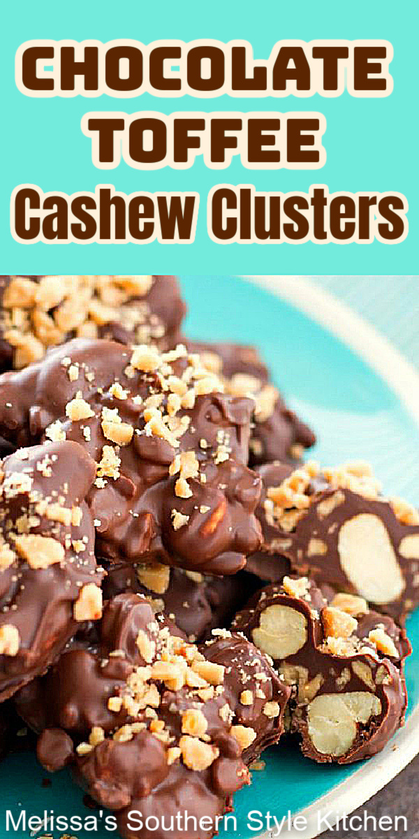 These insanely delicious Chocolate Toffee Cashew Clusters are addictive #chocolatecashewclusters #chocolatecandy #cashewclusters #toffee #chocolatetoffee #easyrecipes #candy ##christmascandy #chocolate #cashews #holidayrecipes #southernrecipes #southernfood via @melissasssk