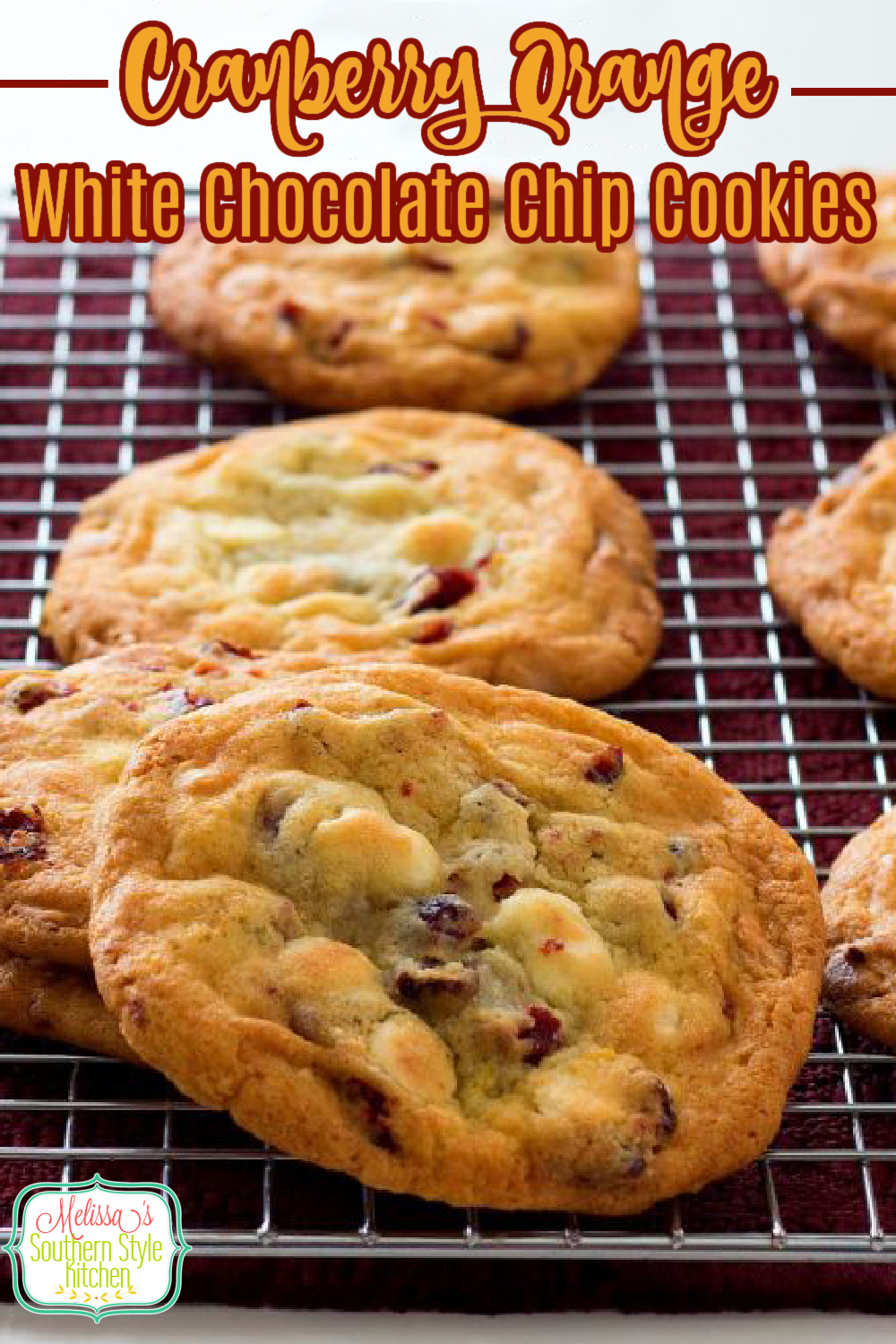 These buttery cookies are infused with the flavors of cranberry and orange zest and filled with creamy white chocolate chips #cranberrycookies #cranberryorange #cookies #cookierecipes #baking #holidaybaking #branberry #whitechocolatechipcookies #whitechocolate #christmascookies