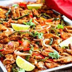 Sheet Pan Chili-Lime Chicken Fajitas in the oven