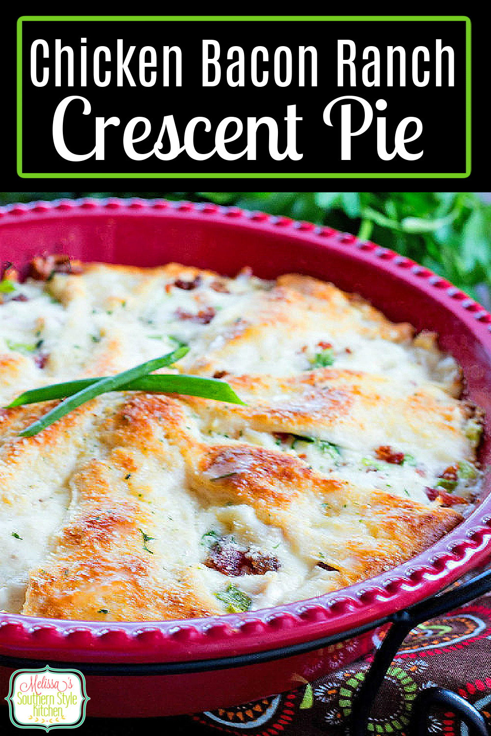 Have dinner on the table in no time flat with this Chicken Bacon Ranch Crescent Pie #chickenbaconranch #chickenpie #crescentrollsrecipes #crescentrolls #chickencrescentpie #pierecipes #easydinnerideas #easychickenbreastrecipes via @melissasssk