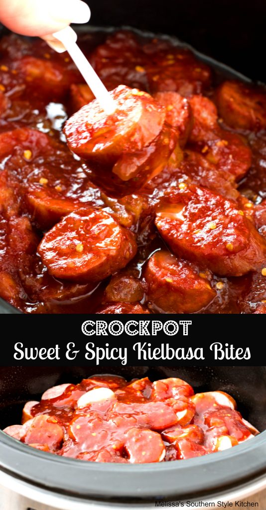 Crockpot Sweet and Spicy Kielbasa Bites - melissassouthernstylekitchen.com