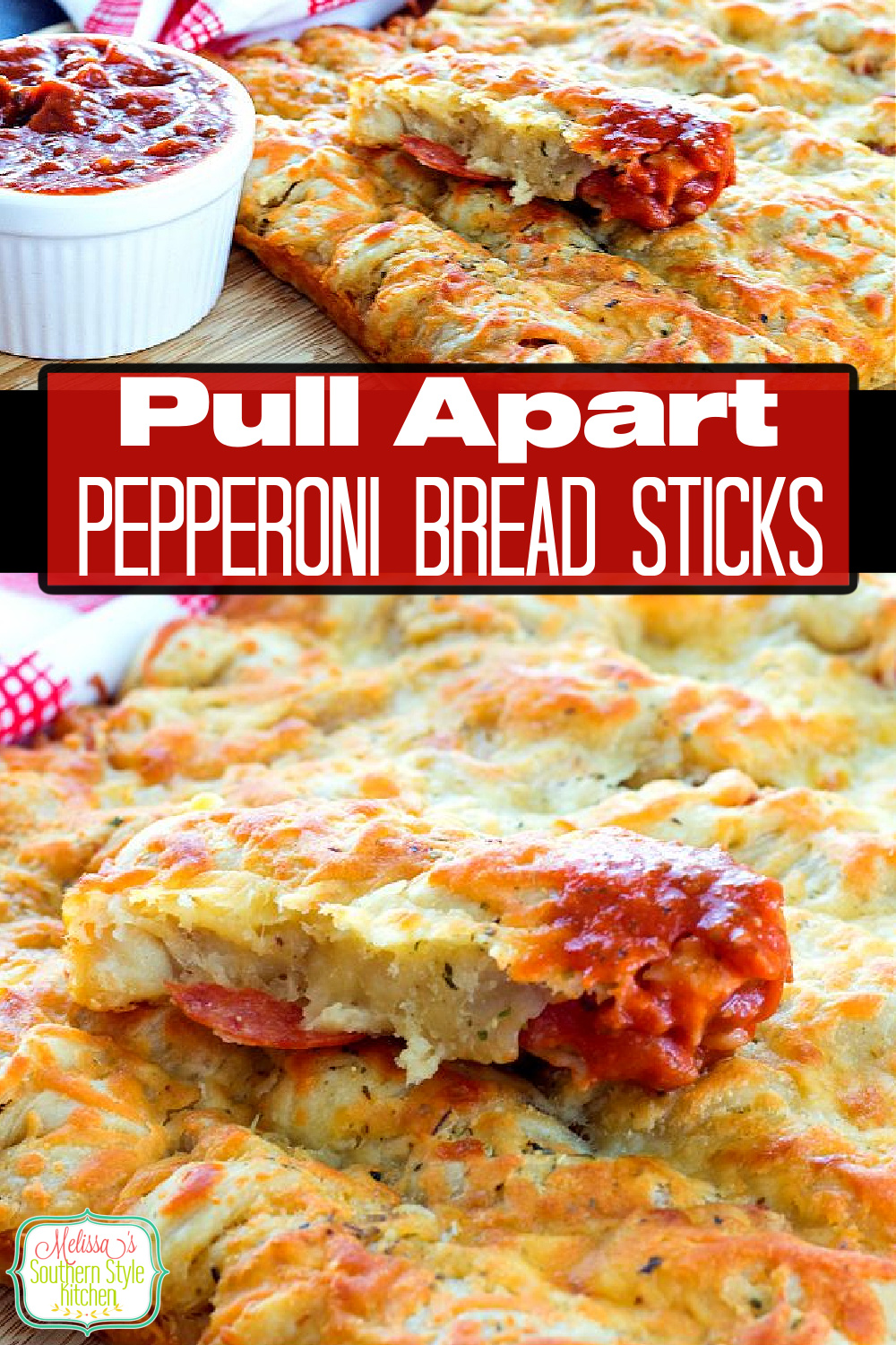 Serve these Pull Apart Pepperoni Bread Sticks as an appetizer or snack #pepperonibreadsticks #pullapartbread #pepperonibread #easybreadsticks #breadsticksrecipes #bread #breadrecipes #pepperoni #snacks #appetizers #southernfood #southernrecipes via @melissasssk