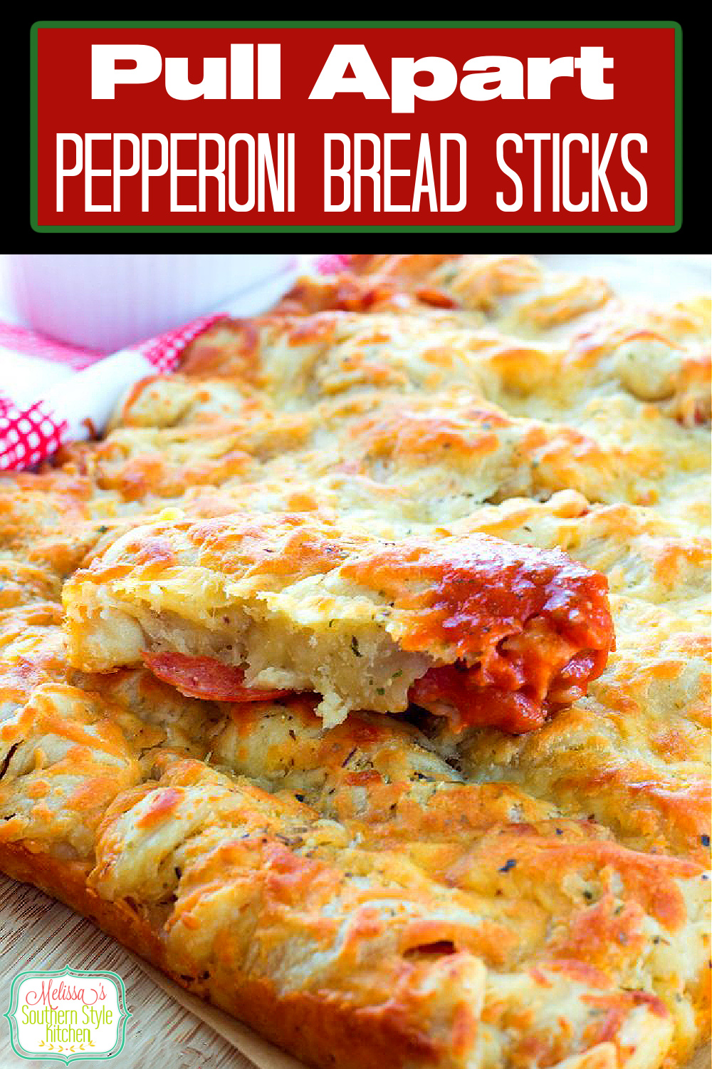 Serve these Pull Apart Pepperoni Bread Sticks as an appetizer or snack #pepperonibreadsticks #pullapartbread #pepperonibread #easybreadsticks #breadsticksrecipes #bread #breadrecipes #pepperoni #snacks #appetizers #southernfood #southernrecipes via @melissasssk