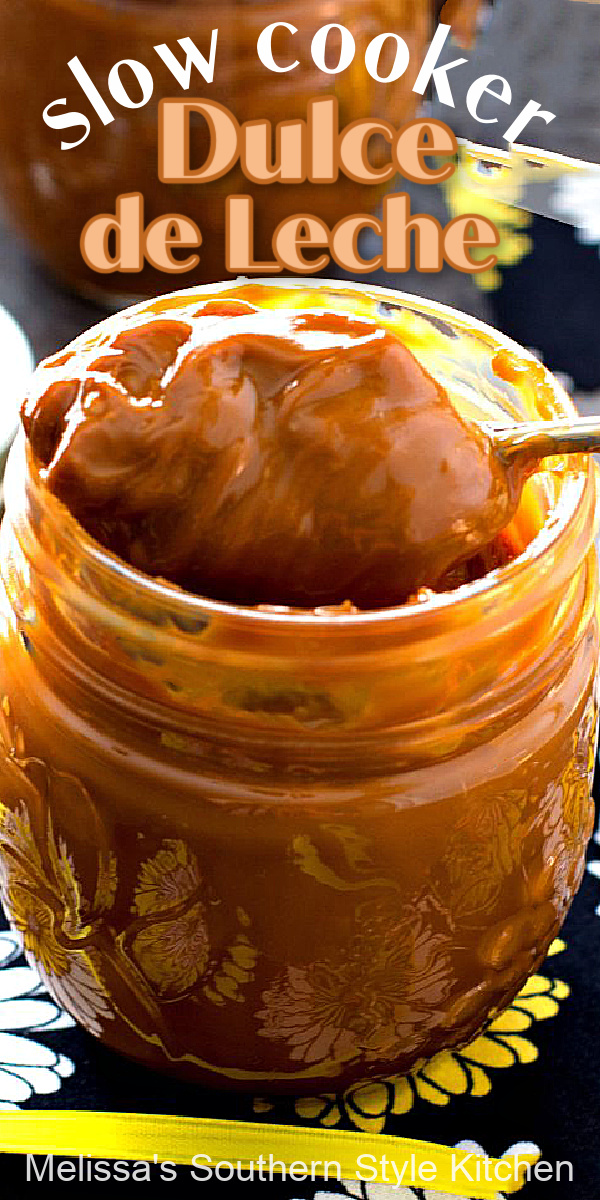 Make this rich and delicious Homemade Dulce de Leche Caramel in your slow cooker #caramel #condensedmilk #dulcedeleche #easyrecipes #crockpotcaramel #slowcookerrecipes #southernrecipes #southernfood #desserts #dessertfoodrecipes #melissassouthernstylekitchen
