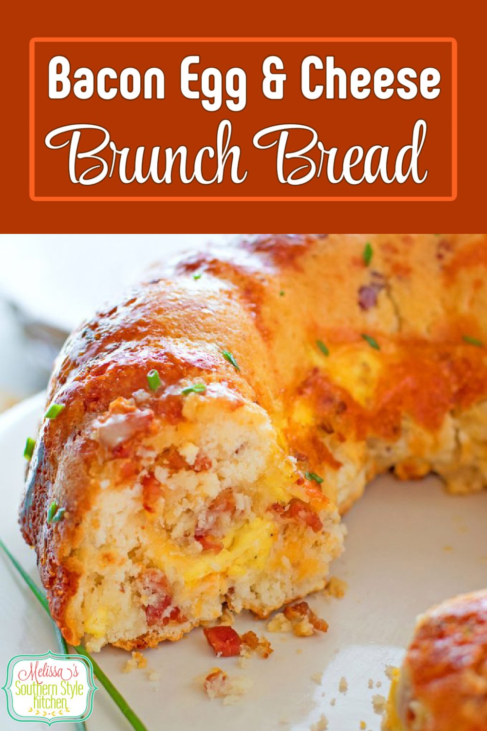 Bundt Pan Bacon Egg and Cheese Brunch Bread is a delicious start to ANY day #brunchbread #baconeggandcheese #cheesebread #bacon #bundtpan #buntpanbread #breadrecipes #biscuits #breakfast #eggs #southernfood #southernrecipes #holidaybrunch #holidayrecipes #buttermilkbiscuits