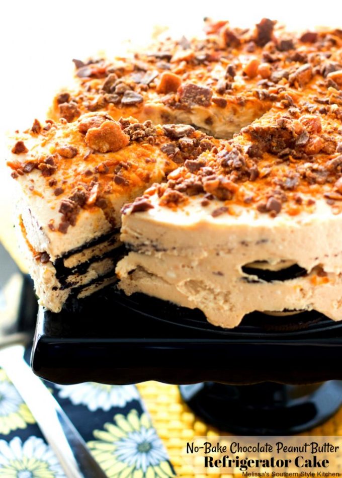 No-Bake Chocolate Peanut Butter Refrigerator Cake