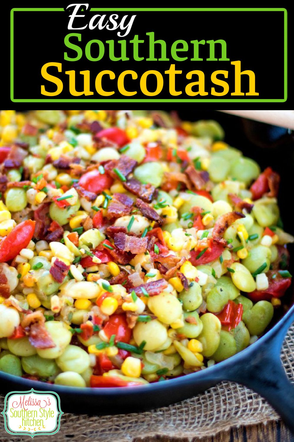 This classic summer side dish is filled to the brim with garden fresh vegetables you'll love #succotash #southernsuccotash #vegetables #sidedishrecipes #diner #dinnerideas #corn #limabeans #bacon #southernfood #southernrecipes via @melissasssk