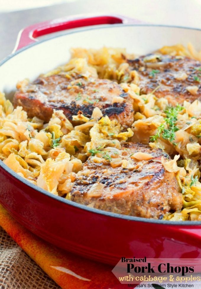 Braised Pork Chops with Cabbage and Apples