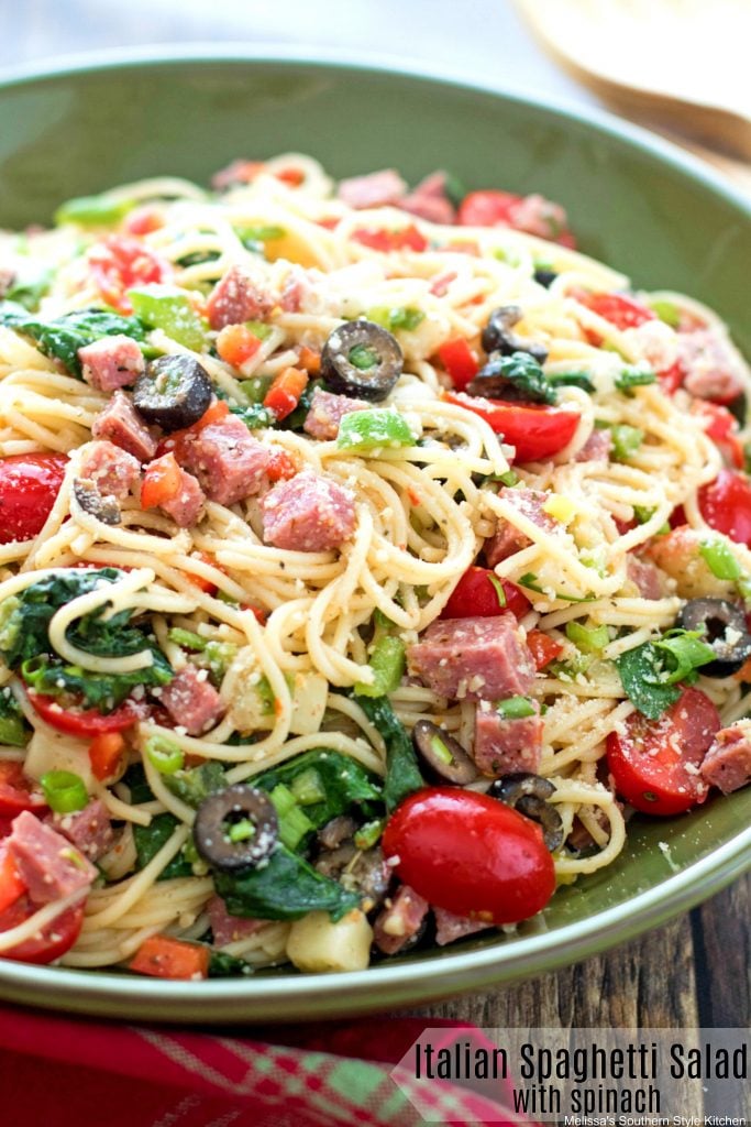Italian Spaghetti Salad with Spinach