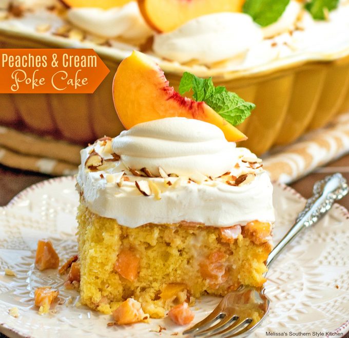 Peaches and Cream Poke Cake