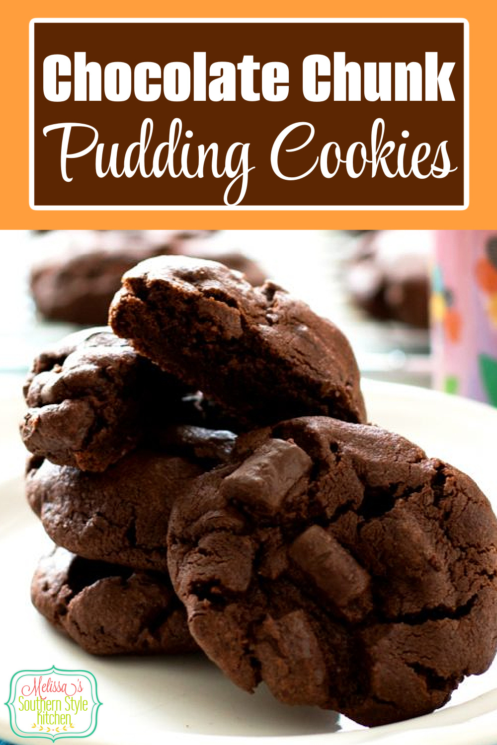 Get your chocolate fix with these double Chocolate Chunk Pudding Cookies! #chocolatecookies #chocolatechunkcookies #cookierecipes #chocolatechipcookies #holidays #holidaybaking #desserts #dessertfoodrecipes #southernfood #puddingcookies #christmascookies #holidaydesserts via @melissasssk