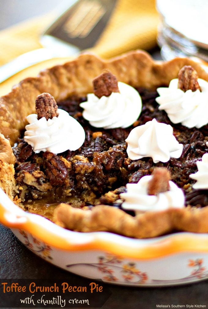 Toffee Crunch Pecan Pie with Chantilly Cream