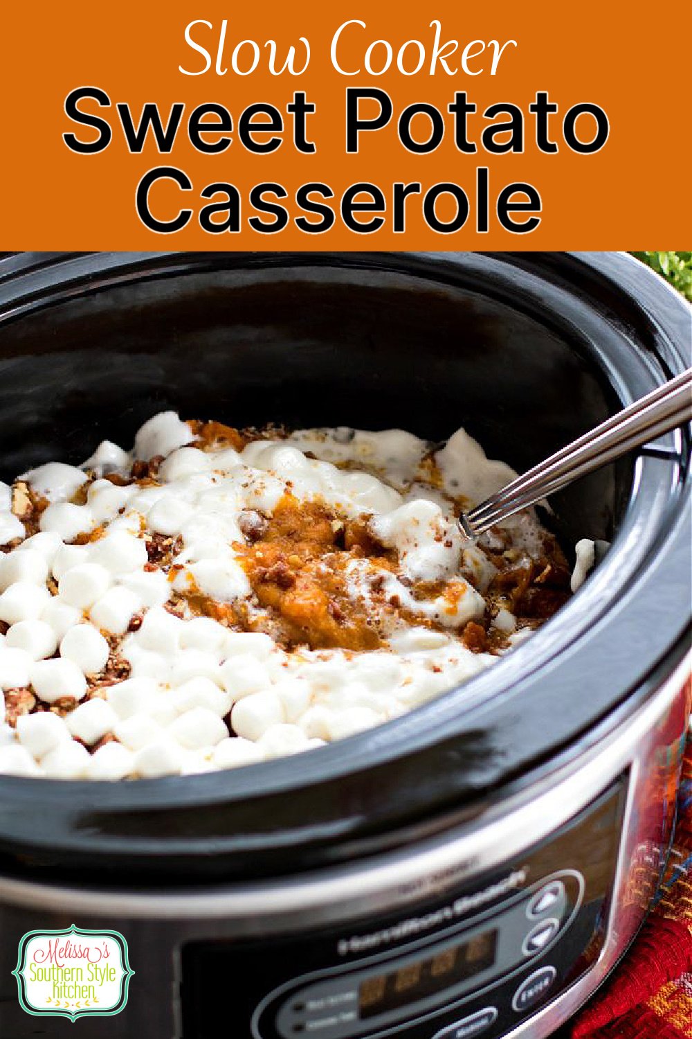 Free-up oven space and make this insanely delicious Sweet Potato Casserole in your slow cooker! #sweetpotatocasserole #sweetpotatoes #crockpotrecipes #slowcookedsweetpotatocasserole #casserolerecipes #thanksgivingrecipes #potatorecipes #southernfood #southernrecipes #holidaysidedishes