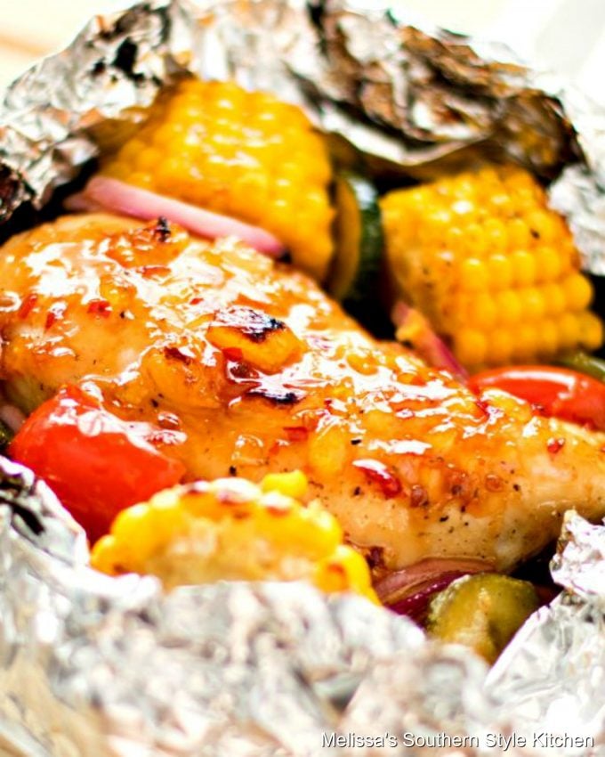 Chicken with vegetables in foil