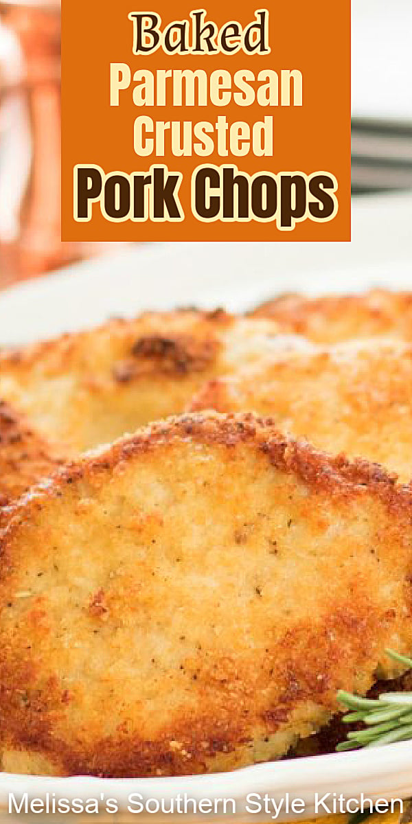 These crispy Baked Parmesan Crusted Pork Chops will become one of your favorite no fuss dinner entrees #bakedporkchops #porkrecipes #pork #bakedporkchops #parmesancrustedporkchops #ovenfried #friedporkchops #Parmesan #dinnerideas #dinner #southernfood #southernrecipes