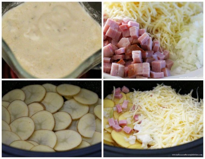Slow Cooked Cheesy Scalloped Potatoes With Ham