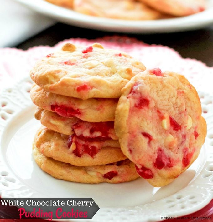 White Chocolate Cherry Pudding Cookies