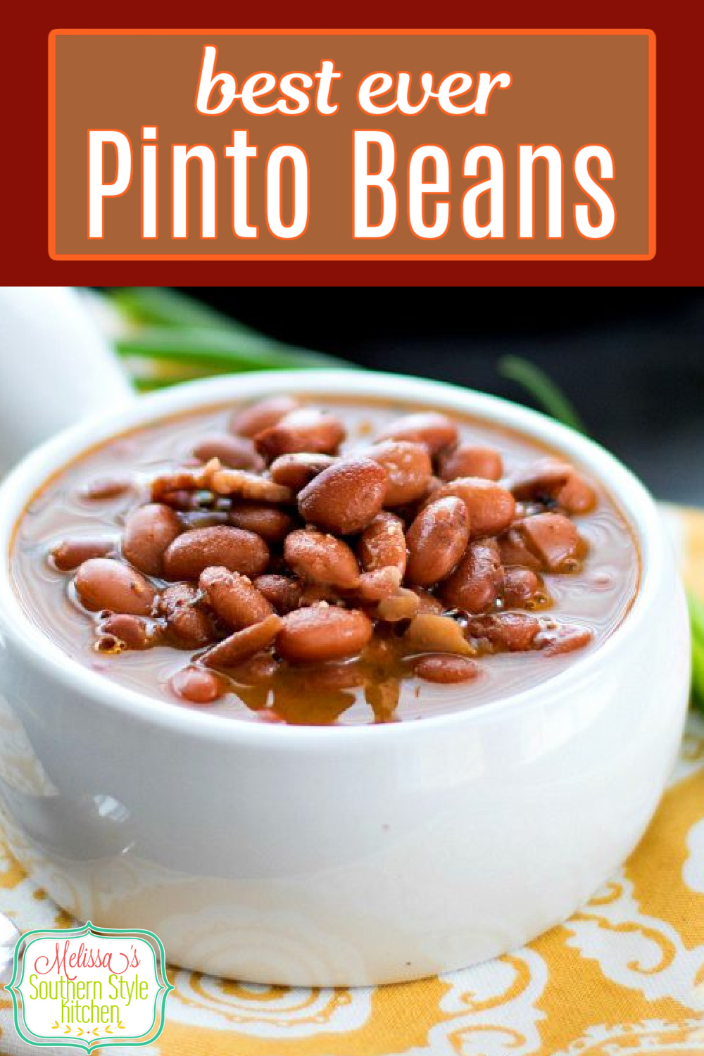 The addition of bacon and a fresh blend of seasonings elevates this budget friendly Southern classic #pintobeans #perfectpintobeans #beansrecipes #southernfood #dinner #dinnerideas #familyfriendly #budgetfriendlyrecipes #beans #brownbeans #maindish #sidedishrecipes #southernrecipes