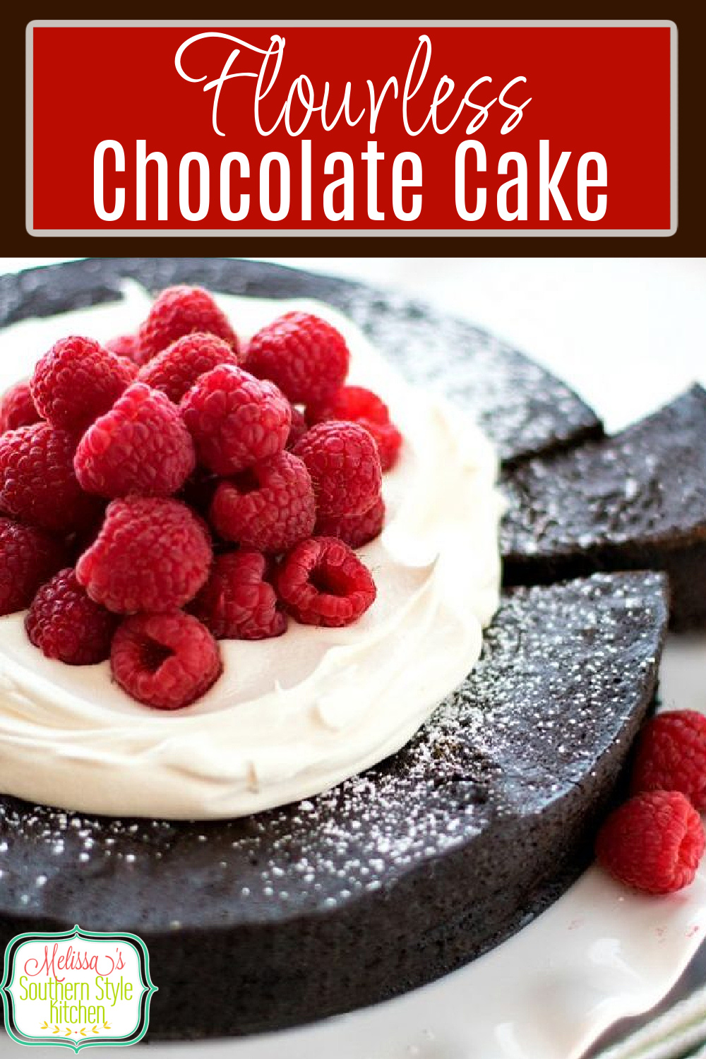 Chocolate fans will love this fudgy Flourless Chocolate Cake #chocolatecake #flourlesscakerecipes #chocolatecake #flourlesscae #chocolaterecipes #chocolate via @melissasssk