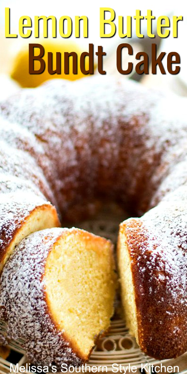 Tantalize your taste buds with the pop of citrus in this Lemon Butter Bundt Cake #lemoncake #buttercake #cakes #cakerecipe #lemondesserts #dessertfoodrecipes #desserts #southernfood #holidaybaking #southernrecipes #bundtcake #bundtcakerecipes