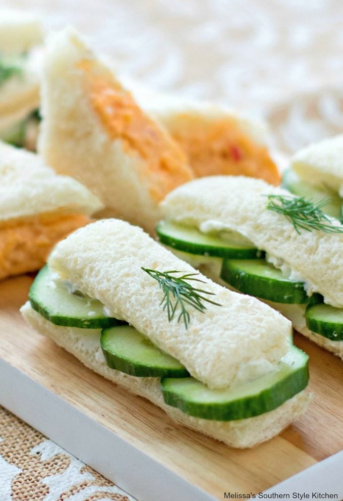 plated Cucumber and Pimiento Cheese Tea Sandwiches