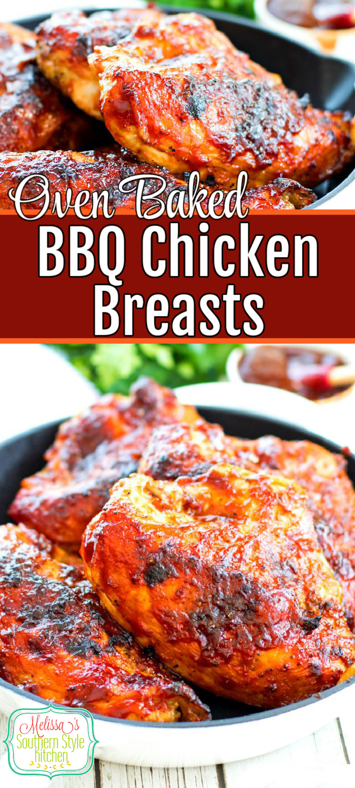 Finger licking delicious Oven BBQ Chicken Breasts are a weekday feast #barbecuechicken #chickenrecipes #chickenbreastrecipes #roastedchicken #bbq #bbqchicken #roastchicken #dinner #dinnerideas #southernfood #southernrecipes