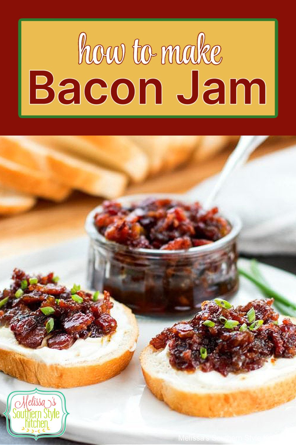 Enjoy this sweet and smoky Bacon Jam on burgers, as a spread, on hot buttermilk biscuits or warm goat cheese as an unforgettable appetizer #baconjam #bacon #jamrecipes #jam #baconrecipes #breakfast #brunch #holidqayrecipes #appetizers #dips #snacks via @melissasssk