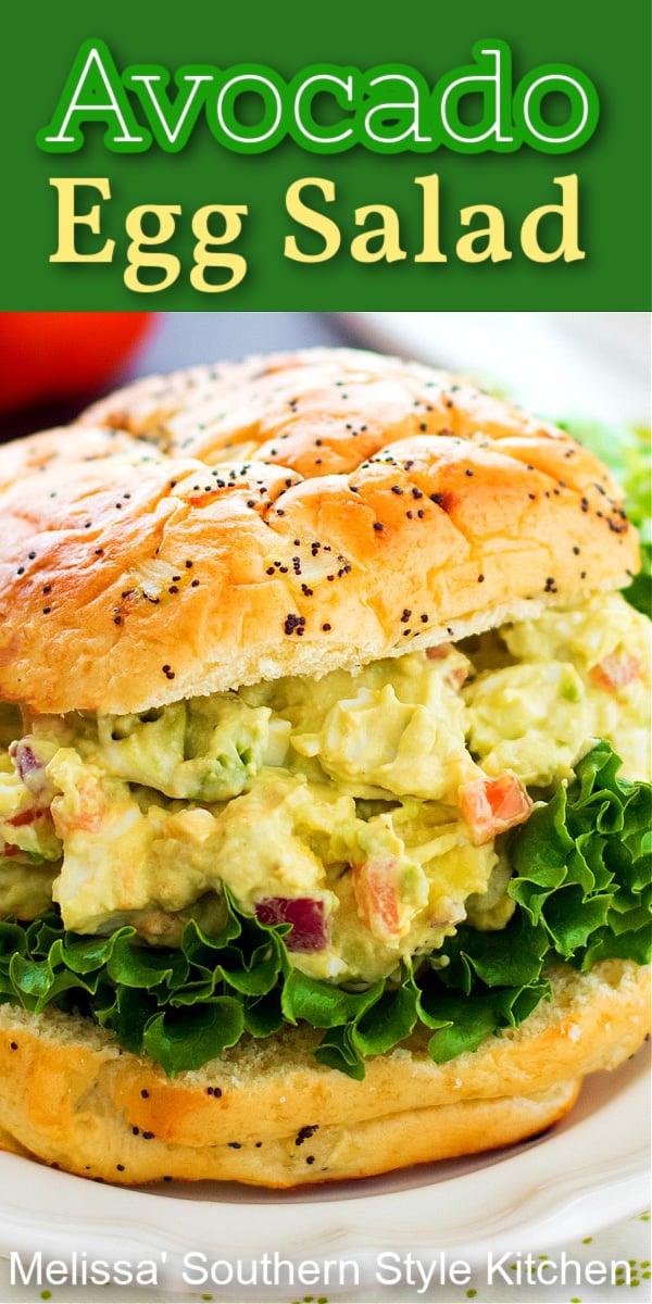 Take egg salad sandwiches t o another level with this Avocado Egg Salad #eggsalad #healthyrecipes #salad #eggs #sandwichrecipes #southernfood #avocadoeggsalad