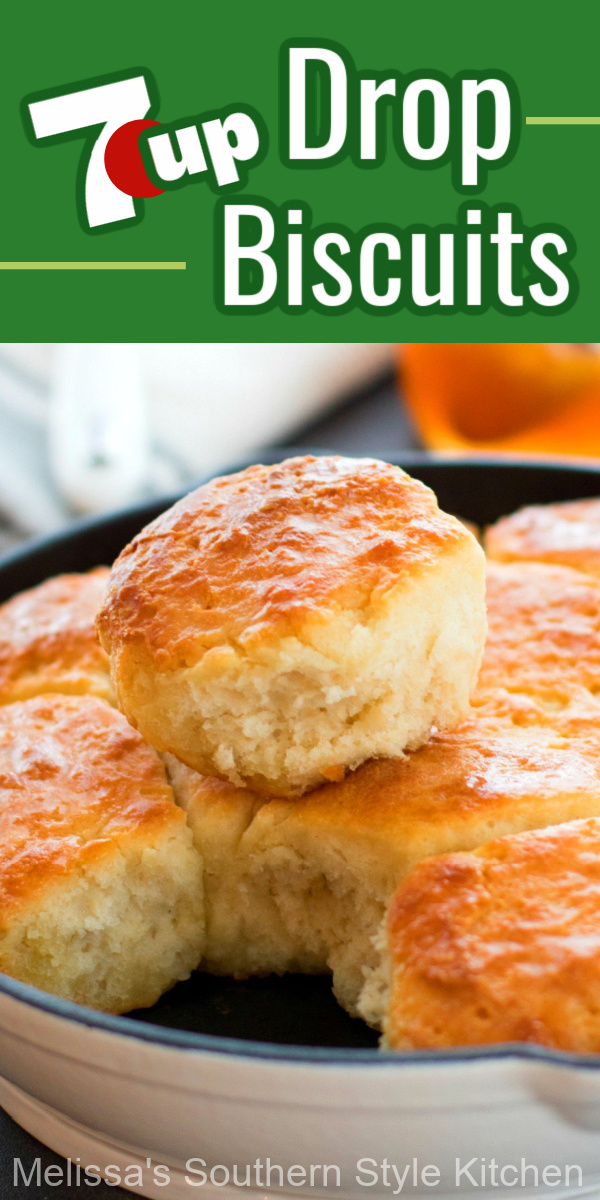 No rolling and cutting is required to make these buttery 7UP Drop Biscuits #dropbiscuits #7UP #biscuitrecipes #breadrecipes #southernbiscuits #southernfood #southernrecipes #brunch #breakfast