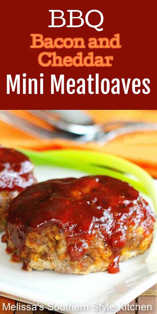You can make these Mini Barbecue Bacon Cheddar Meatloaves for dinner any day of the week #meatloaf #barbecue #bacon #cheddarmeatloaf #dinnerideas #dinner #southernfood #southernrecipes via @melissasssk