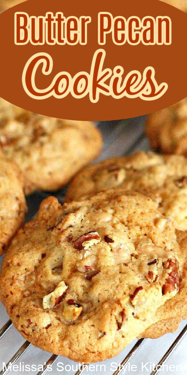 Fill your cookie jar with these decadent Southern style Butter Pecan Cookies #cookies #pecans #butterpecancookies #cookierecipes #desserts #pecancookies