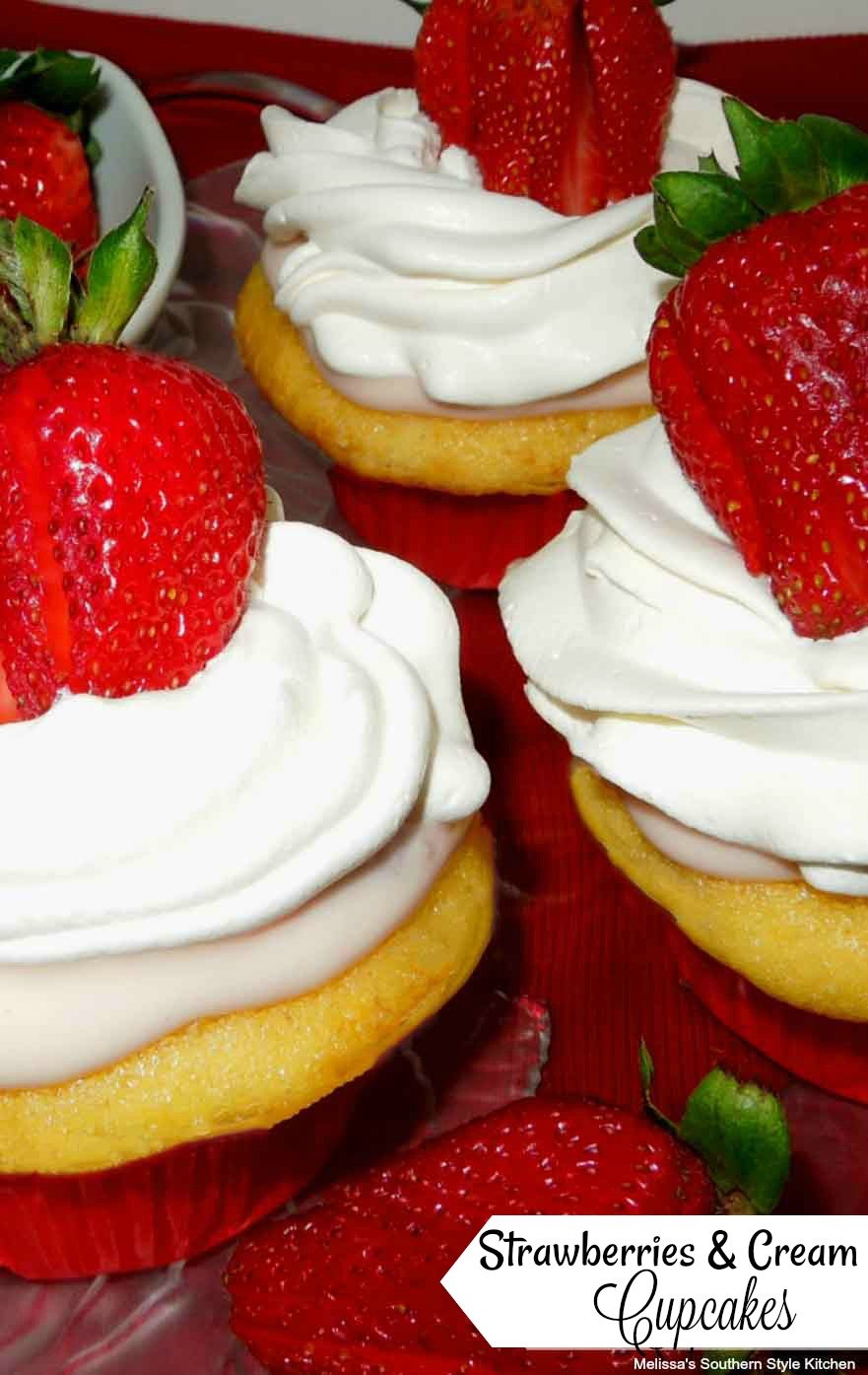 Strawberries And Cream Filled Cupcakes