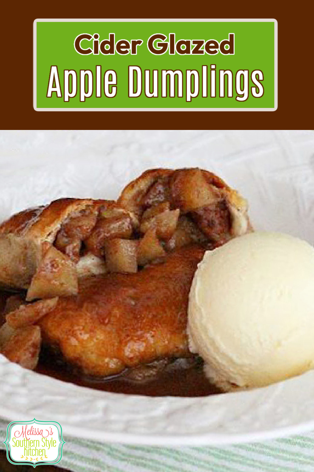 These Apple Dumplings are basted with a cider glaze then, baked until golden. #appledumplings #apples #dumplings #applerecipes #applepies #fallbaking #falldesserts #thanksgiving #southernfood #southernrecipes #dessertws #dessertfoodrecipes #appletarts