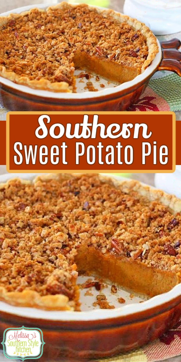 The perfect alternative to pumpkin, this streusel topped Sweet Potato Pie is impossible to resist #sweetpotatopie #sweetpotatoes #pies #pierecipes #fallbaking #thanksgivingrecipes #sweetpotato #holidayrecipes #southernfood #southernrecipes desserts #dessertfoodrecipes via @melissasssk