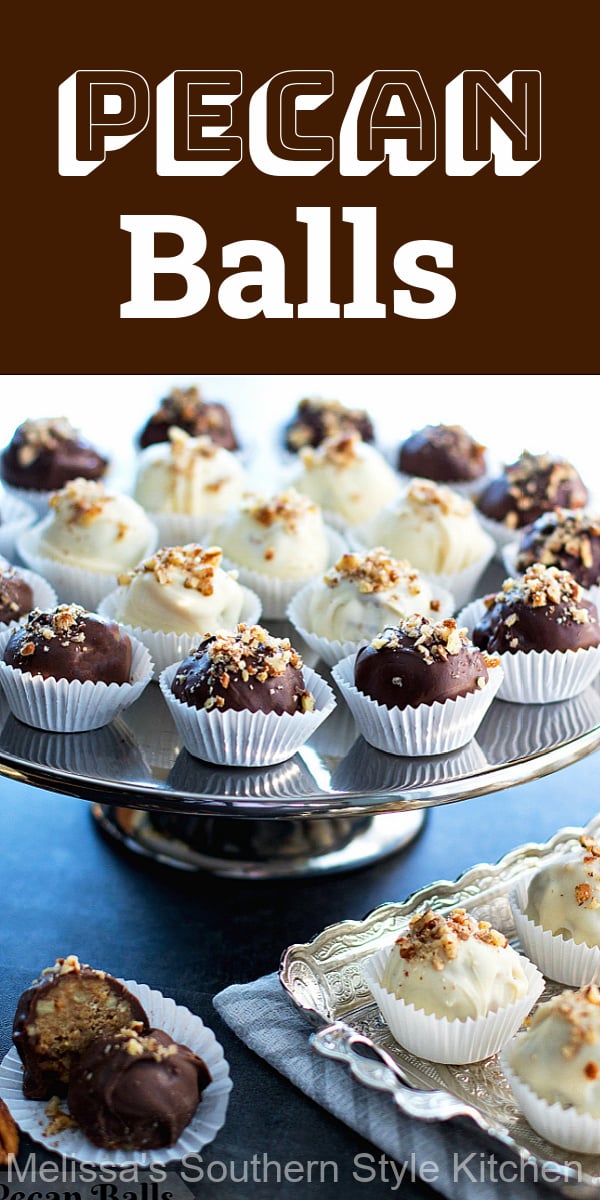 These no bake Pecan Balls are impossible to resist #pecanballs #pecans #candy #christmascandy #pecanballsrecipe #southernfood #Christmascandy #holidayrecipes #southernrecipes #easyrecipes #chocolate #whitechocolate