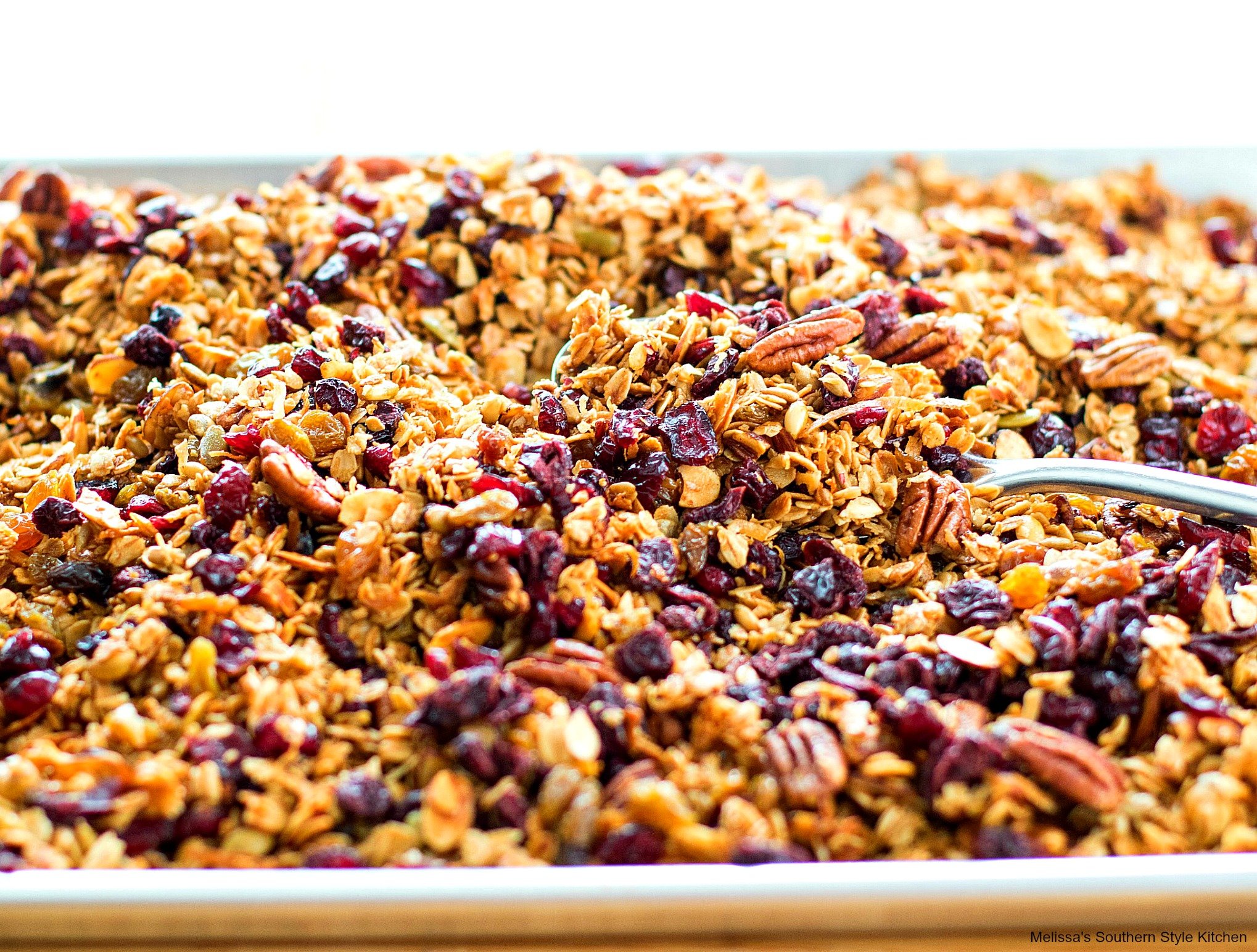 Easy Fruit and Nut Granola on a pan