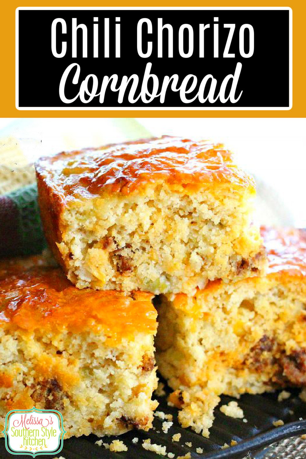 This flavorful Chili Chorizo Cornbread is sure to bring the heat to your dinner menu #cornbread #cornbreadrecipes #chorizo #chorizorecipes #sidedishrecipes #dinner #dinnerideas #southernfood #breadrecipes #southernrecipes via @melissasssk