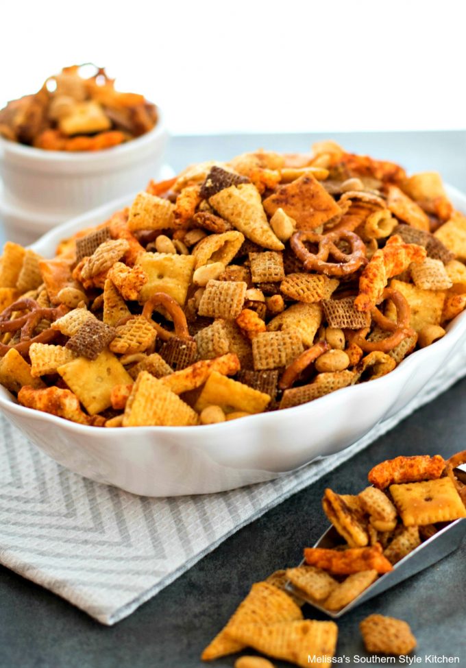 party snack mix in a bowl