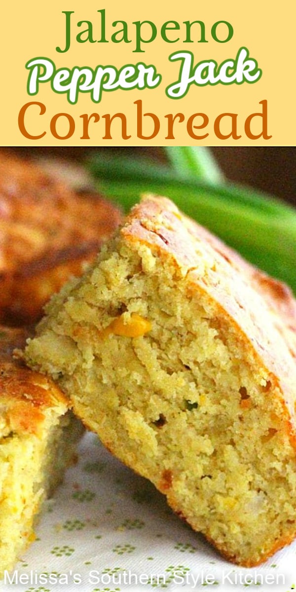 This Jalapeno Pepper-Jack Cornbread is the ideal side for a bowl of soup, beans or chili #jalapenocornbread #jalapenopepperjack #cornbreadrecipes #cornbread #southerncornbreadrecipes #sidedishes #southernfood #southernrecipes