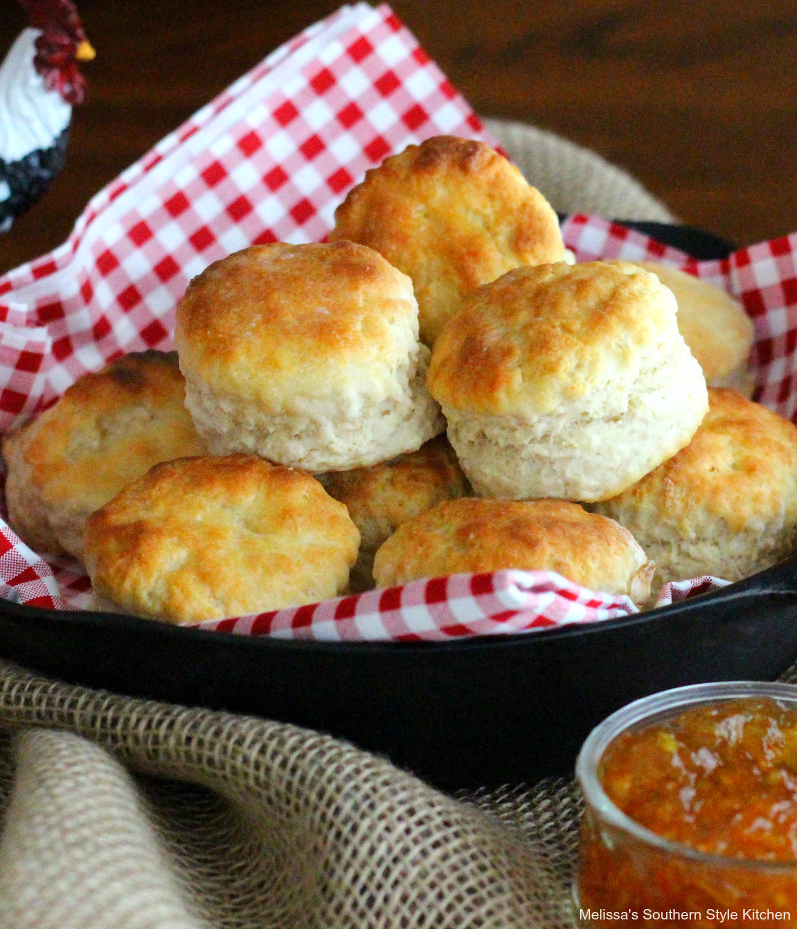 Baked Fluffy Southern Buttermilk Biscuits in a skillet