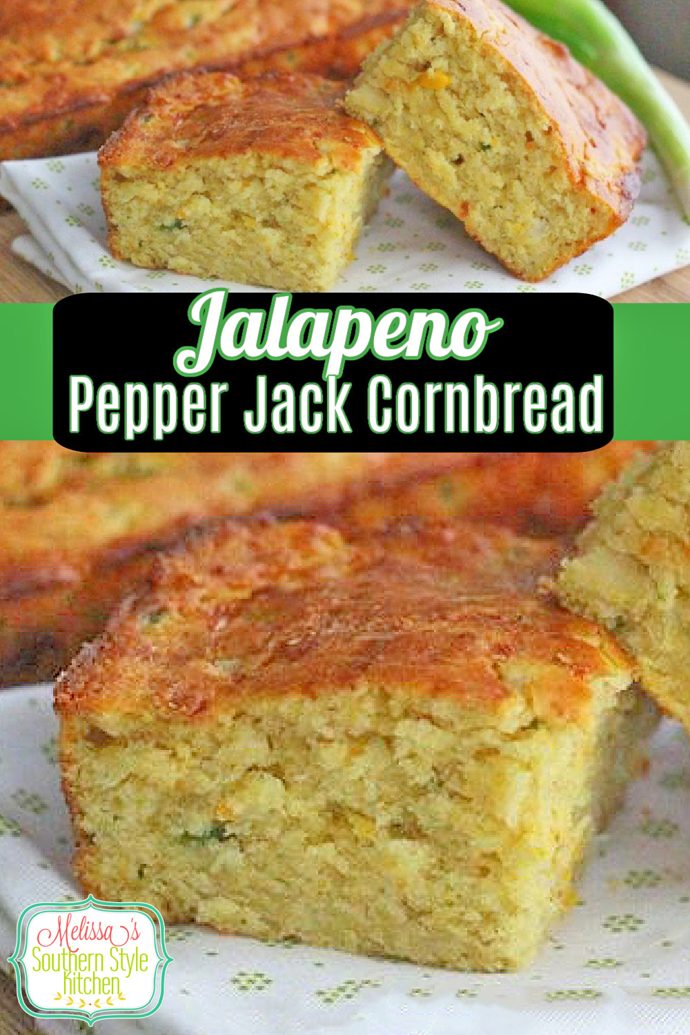 This Jalapeno Pepper-Jack Cornbread is the ideal side for a bowl of soup, beans or chili #jalapenocornbread #jalapenopepperjack #cornbreadrecipes #cornbread #southerncornbreadrecipes #sidedishes #southernfood #southernrecipes via @melissasssk