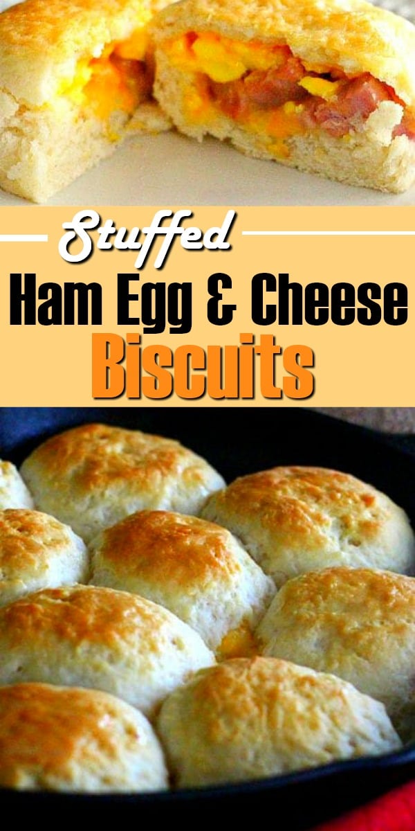 These made-from-scratch biscuits have a surprise hidden inside #stuffedbiscuits #southernbiscuits #buttermilkbiscuits #ham #eggs #brunch #breakfast #southernfood #southernrecipes #biscuits #holidaybrunch