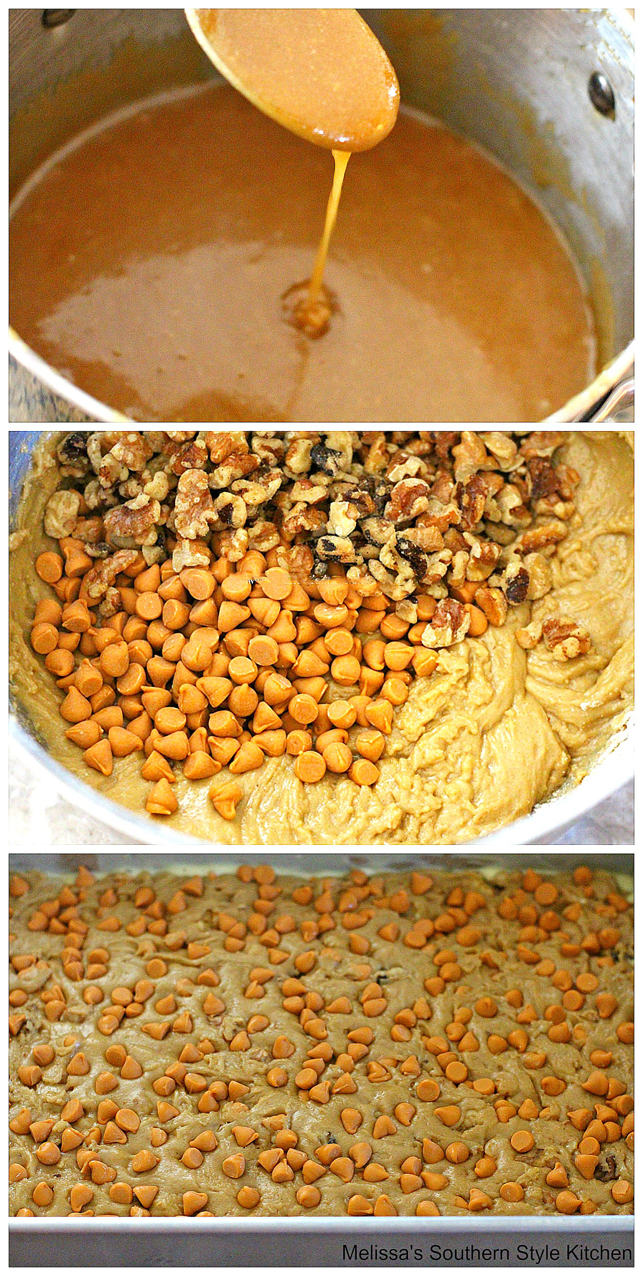 Step-by-step images of preparation of Butterscotch Brownies