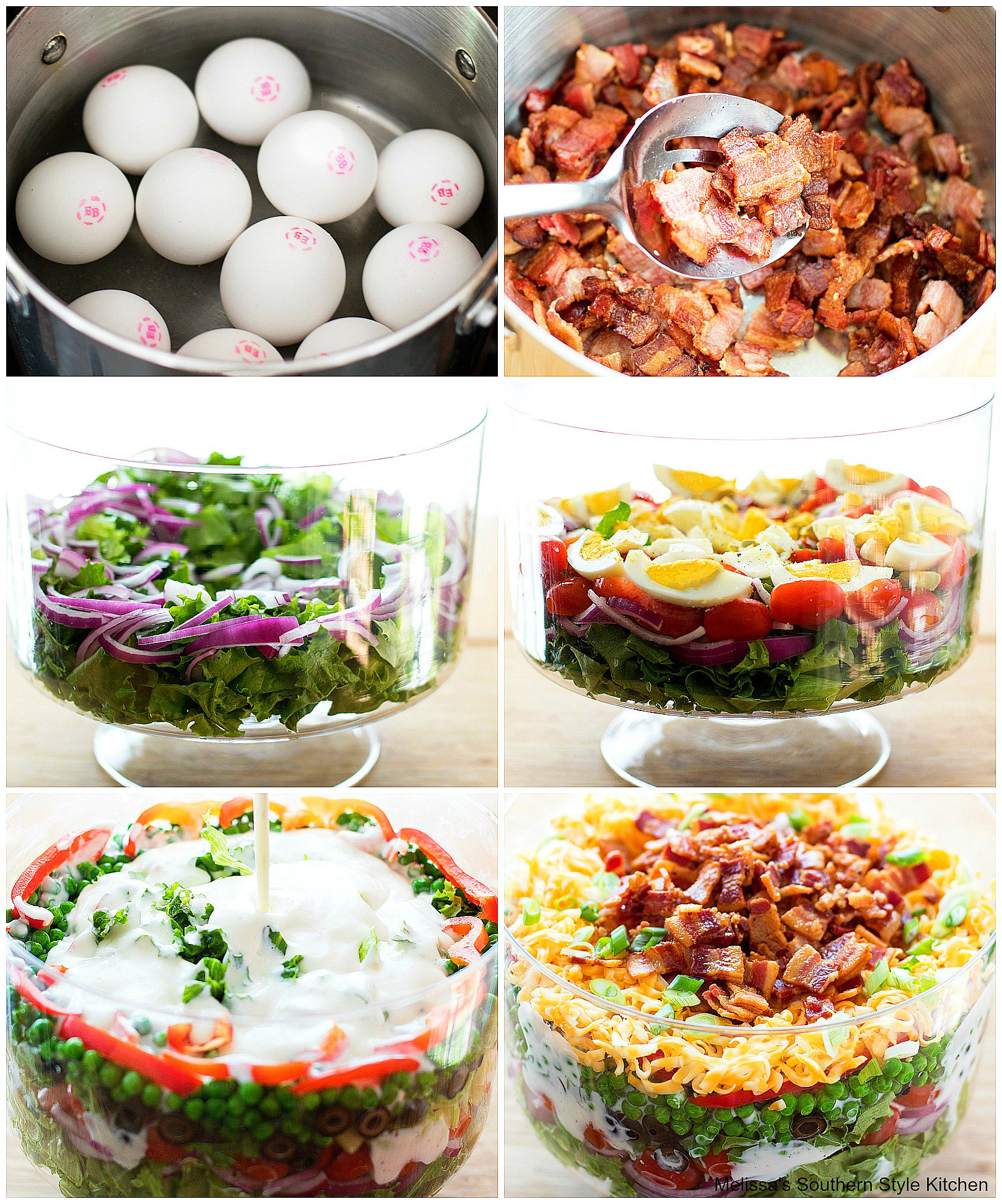Step-by-step images to prepare Seven Layer Salad